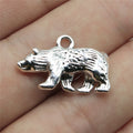 Detailed Walking Bear Metal Charms in Two Antique Finishes view 1