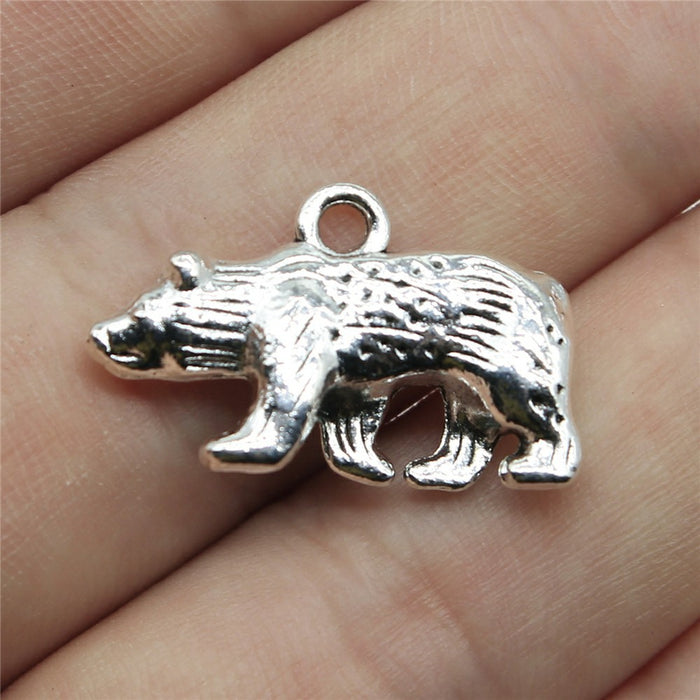 Detailed Walking Bear Metal Charms in Two Antique Finishes
