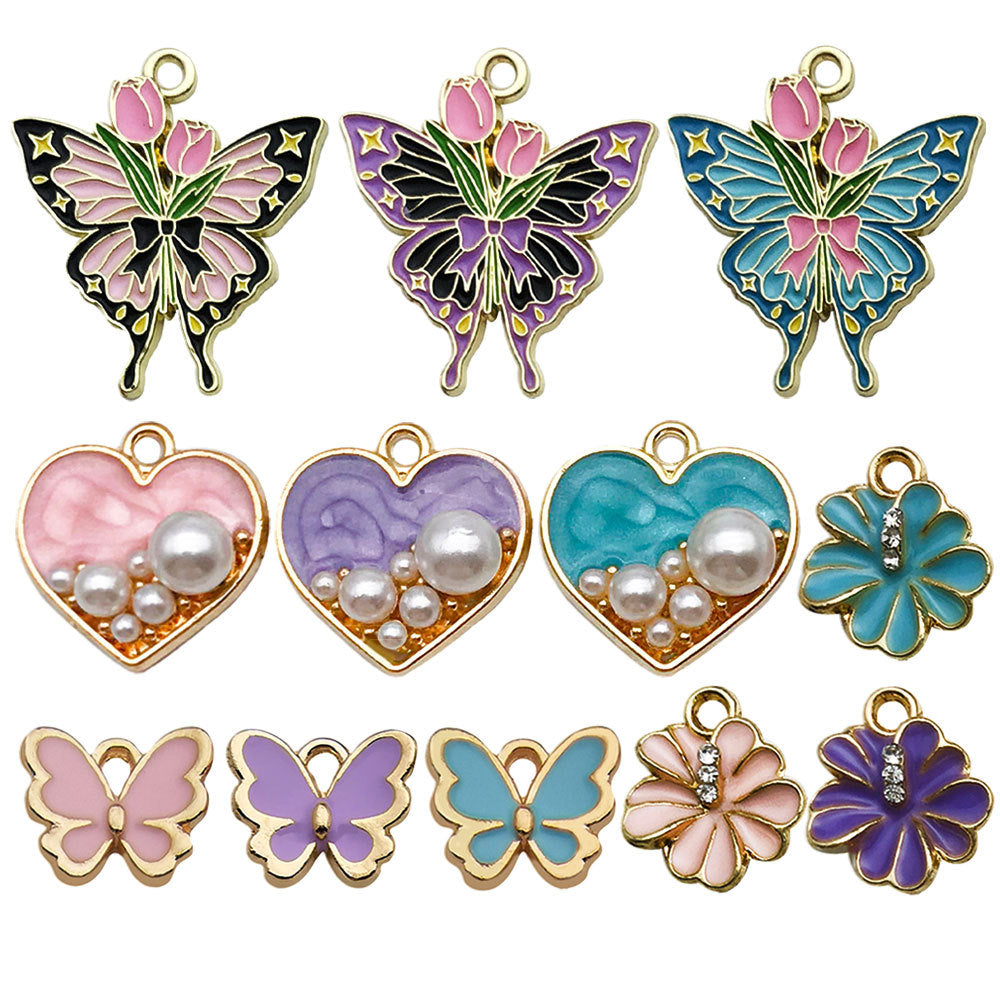 Enamel Zinc Alloy Butterfly Charm Pendants for DIY Bracelet Necklace Earrings Keychain