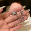 Silver Tone Moon And Star Ear Jewelry With Fine Chain Drops view 2