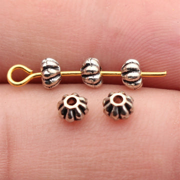 Antique Silver Metal Fluted Teardrop Spacer Beads For Jewelry Making