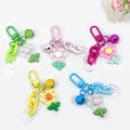 Flower Keychain With Acrylic Chain Bell And Translucent Resin Blossom Charm view 1