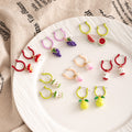 Color Hoop and Mini Fruit Novelty Earrings in Six Designs view 2