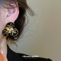 Black and Gold Flower Petal Stud Earrings Fashion Jewelry view 3