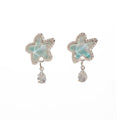 Aqua Starfish Clear Halo Teardrop Dangle Stud Earrings view 5
