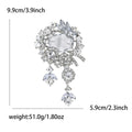 Large Crystal Floral Cluster Brooch With Two Dangling Drops view 5