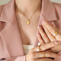 Smooth Heart Pendant Necklace Gold Steel Fine Cable Chain view 4