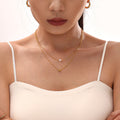 Double Layer Star Pendant Imitation Pearl Necklace Stainless Steel view 2