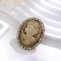 Gold Tone Silver Tone Woman Portrait Crystal Two Designs Metal Brooch Pin 4 x 4.8 cm 4 x view 5