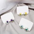 Clear Resin Round Stud Earrings Yellow Dried Flower Gold Flake view 1