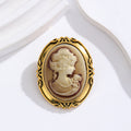 Gold Tone Woman Portrait Metal Brooch Pin for Jackets and Lapels view 4