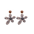 Two Leopard Print Oversized Five Petal Flower Stud Earrings view 5