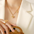 Layered Multi Chain Heart Star Pendant Gold Necklace view 4