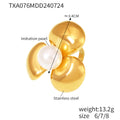 Three-Petal Flower Pearl Rings and Stud Earrings Gold Steel view 7