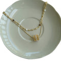 Double Strand Crystal Necklace with Pearl Drop Statement Jewelry view 5