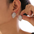 Wheat Leaf Texture Stud Earrings Gold And Steel Metal Finish view 3