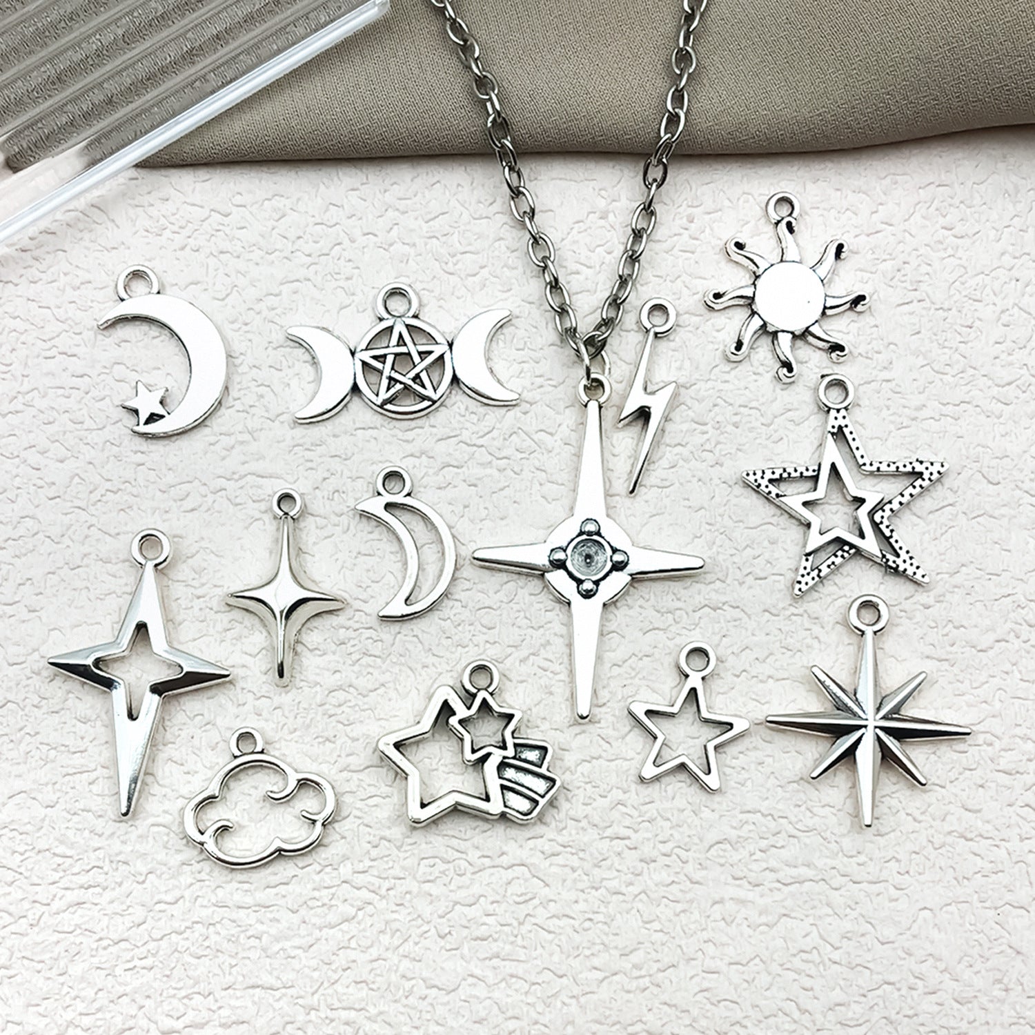 Zinc Alloy Cross Pentagram Hollow Star Charm Pendant for DIY Necklace Earring Bracelet