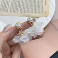Pearl Look Top and White Translucent Flower Drop Earrings view 2