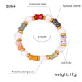 Freshwater Pearl and Multicolor Natural Stone Stretch Bracelet view 6