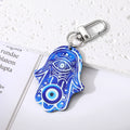 Silver Tone Printed Hamsa Acrylic Clip Keychains in Five Designs view 7