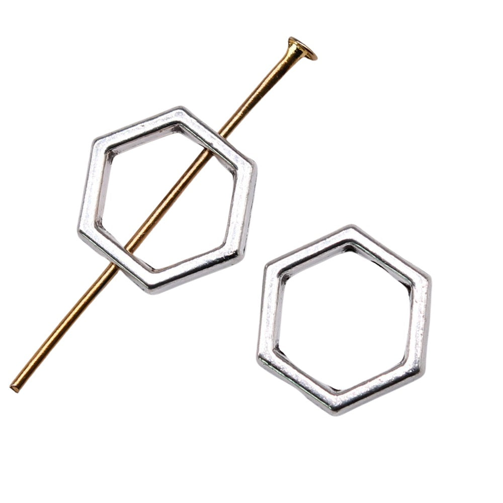 11x11mm 0.78g Multi Color Zinc Alloy Hexagon Honeycomb Pierced Bead for Jewelry Making