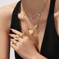 Wing Heart Ring and Crystal Necklace Collection in Gold Tone view 4