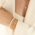 Triple Layer Pearl Fu Charm Bracelet Gold Freshwater view 6
