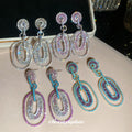 Crystal Oval Statement Drop Earrings in Four Colorways view 1