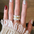 Silver Lace Filigree Open Ring With Gold Accent Band view 1