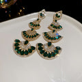 Gold Fan Crystal Drop Necklace And Post Earring Styles view 8