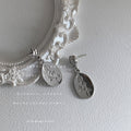 Silver-Tone Embossed Rose Oval Pendant Drop Earrings view 2