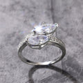 Silver Tone Three Marquise Clear Stone Bypass Ring view 4