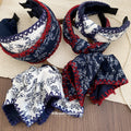 Fabric Floral Print Headband Scrunchie Lace Edge 2 Styles view 1