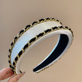 Padded Fabric Headband Gold Chain Black Ribbon 2 Colors view 7