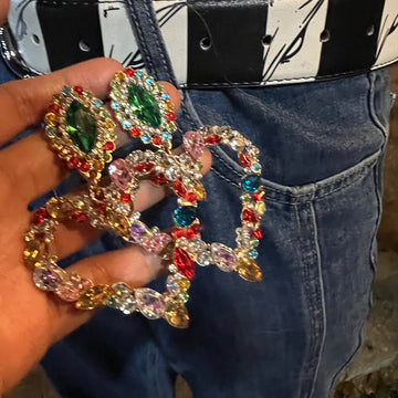 Crystal Open Heart and Star Statement Earrings in Four Styles