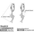 316L Stainless Dolphin Zircon Huggie Drop Earrings Gold Steel view 11