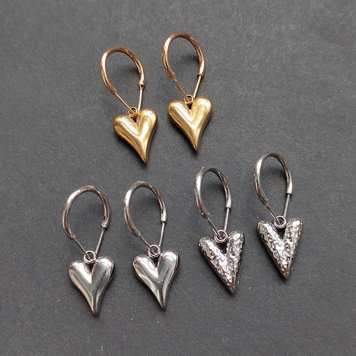 Alloy Heart Leverback Drop Earrings Gold Silver 3 Styles