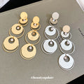 Gold Layered Circle Crystal Drop Statement Earrings view 2