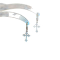 Silver Tone Cross and Star Crystal Drop Earrings Metal Tone Jewelry view 5