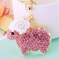 Jeweled Sheep Keychain with White Enamel Head and Gold Tone Body view 4