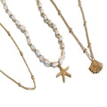 Gold-Tone Shell and Starfish Layered Necklace Decorative Jewelry Accessory view 5