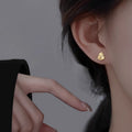 Polished Gourd Shape Stud Earrings in Gold and Silver Tone view 2