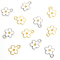 White Five Petal Flower Charms in Gold and Silver Tones view 5
