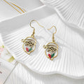Gold Tone Santa Pressed Flower Drop Earrings in Seven Designs view 4