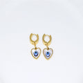 Gold Tone Evil Eye and Black Geometric Huggie Drop Earrings view 7