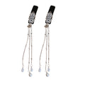 Black Velvet Silver Filigree Hair Clip With Long Pearl Like Tassels view 5
