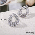 Silver Tone Open Floral Wreath Stone Stud Earrings view 5
