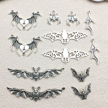 Antique Silver Bat and Cross Metal Charms with 7 Listed Options