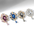 Red Gold Tone Flower Crystal Four Designs Metal Brooch Pin view 5