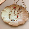 Red And Brown Beaded Layered Cord Necklace Jewelry Design view 6
